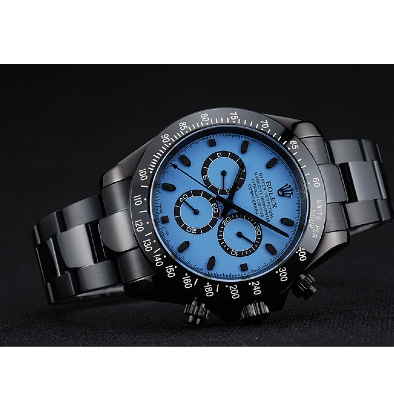 Rolex aaa copy Steel Rolex Daytona And 1454250 Black Blue Black Case Dial Cosmograph Stainless Bracelet And 0725